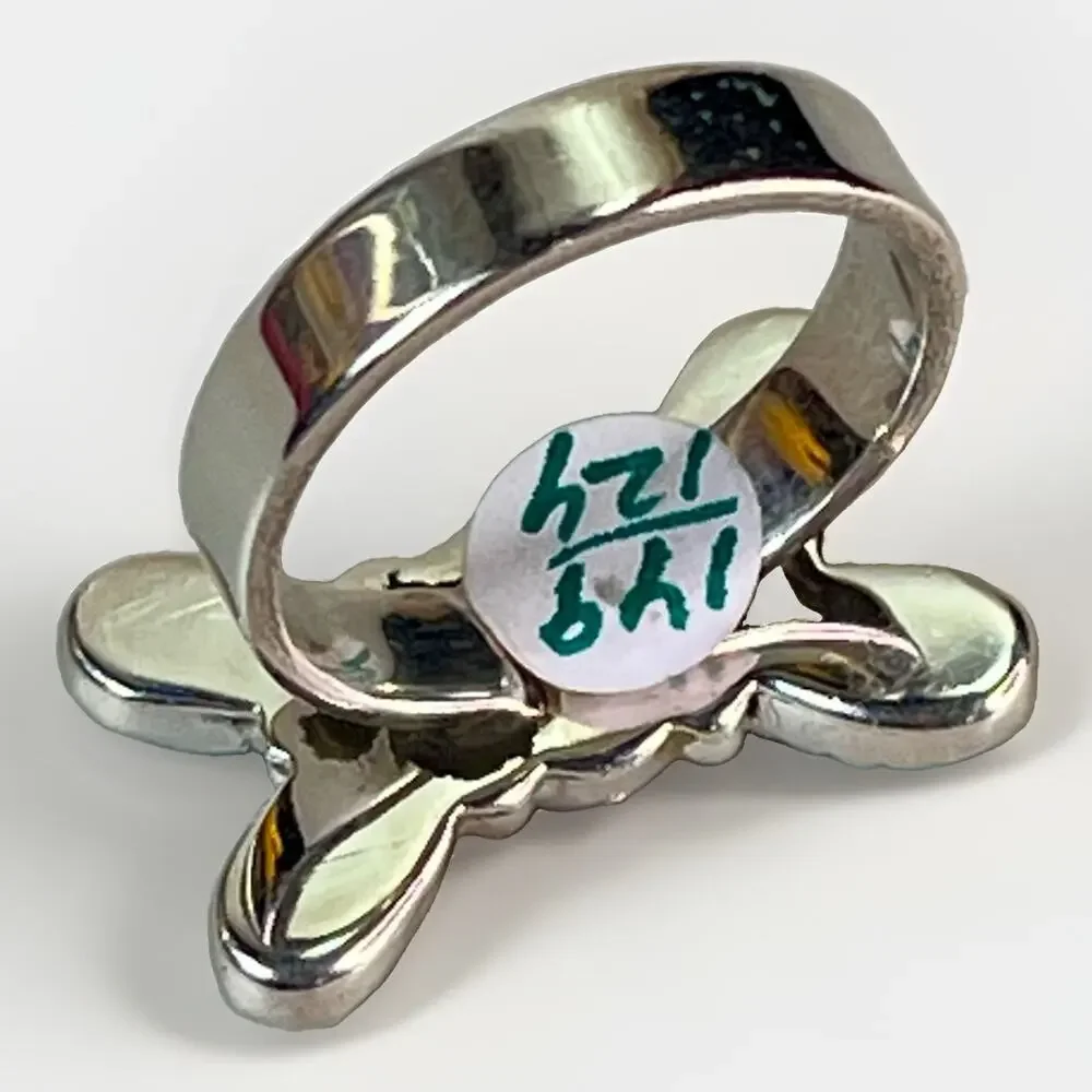 Southwest Sterling Silver Kingman Turquoise Pink Opal Butterfly Cluster Ring